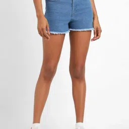 Forever 21 Blue Mid Rise Shorts-image-66