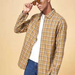 YU by Pantaloons Green Cotton Slim Fit Checks Shirt-picture-7