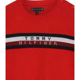 Tommy Hilfiger Kids Red Self Design Full Sleeves Sweater image 3
