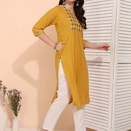 Moda Rapido Women Embroidered Pastels Kurta image 3