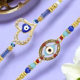 MEIRA JEWELLERY Set Of 2 Artificial Beaded Evil Eye Rakhis image 5