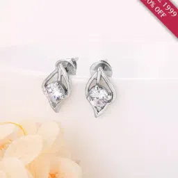 GIVA 92.5 Sterling Silver White Gold Falling Dew Earrings for Women-picture-19