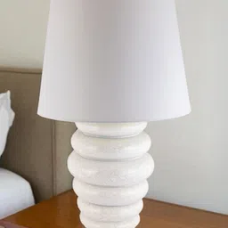 AARVI DECOR STUDIO White Metal Contemporary Frusturical Shaped Table Lamp with Adjustable Cord-image-18