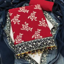 Nayanthara Trends Floral Embroidered Zari Unstitched Dress Material-image-63