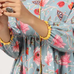 JAIPURRANG Floral Print Puff Sleeve Peplum Top image 2