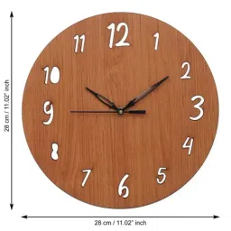 eCraftIndia Brown Wood Round Shape Creative Numerals Wall Clock image 4