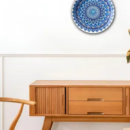 THE QUIRKY HOME Blue & White Mandala Printed Decorative Ceramic Wall Plate-picture-39