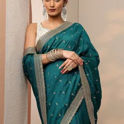 Libas Ethnic Motifs Embroidered Heavy Work Saree-image-37