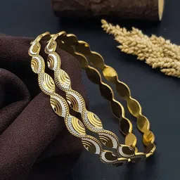 GRIIHAM Set Of 2 Gold Plated & Sleek Designed Bangle-image-99