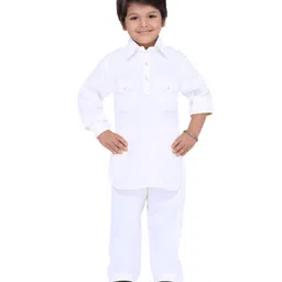 AJ Dezines Full Sleeves Solid Pathani Suit - White-picture-20