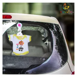 babywish Baby on Board Car Decals Cloth Safety Sign Board with Hanger & Large Vacuum Suction Cups Baby On The Way Balloon Print - Yellow-image-77