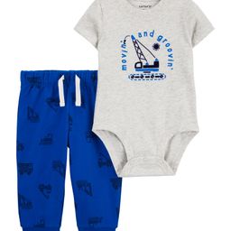 Carter's Baby 2-Piece Construction Bodysuit and Pants Set- Blue & Grey-picture-3