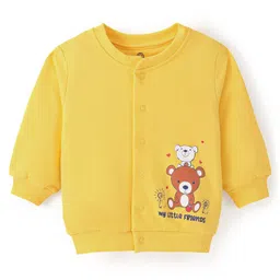 Doodle Poodle 100% Cotton Light Weight Looper Knit Front Open Sweatjacket with Bear Print - Yellow-picture-33