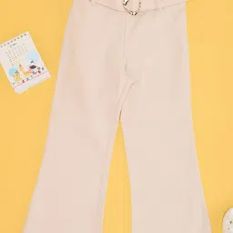 Pantaloons Junior Cotton Solid Trousers With Belt - Cream-picture-28