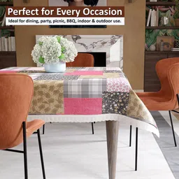 Kuber Industries Black & Pink Geometric Printed Waterproof 4-Seater Table Cover image 5