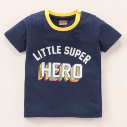 Babyhug Half Sleeves Cotton Shorts Set Text Print - Blue image 2