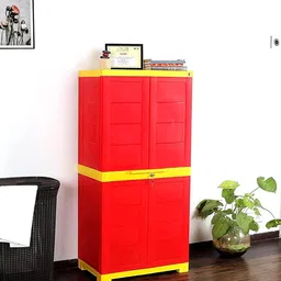 cello wimplast Cello Novelty Big Plastic 2 Door Cupboard, Red and Yellow image 2