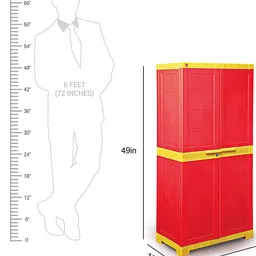 cello wimplast Cello Novelty Big Plastic 2 Door Cupboard, Red and Yellow image 3