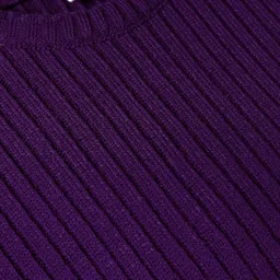 Babyhug Knit Full Sleeves Solid Color Pullover Ribbed Sweater - Purple image 3