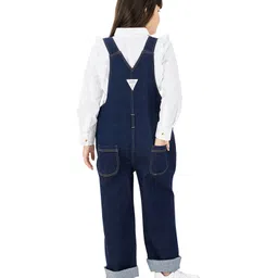 Olele Denim Woven Sleeveless Nd Text Patch Detailed Dungaree - Blue image 4