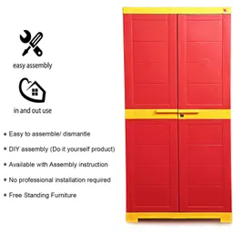 cello wimplast Cello Novelty Big Plastic 2 Door Cupboard, Red and Yellow image 4