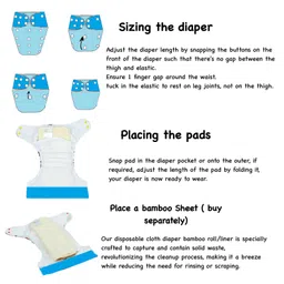 Dumbledo Premium Cloth Diaper with Leak-Proof, Absorbent 6-layer Black Insert - Dryfeel with Comfortable Fit for 3 Months to 3 Years, Pack of 5 image 3