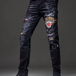 StyleCast x Revolte Men Skinny Fit Mid-Rise Light Fade Applique Stretchable Jeans image 2