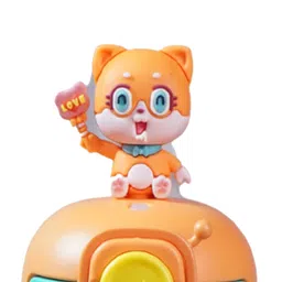Little Surprise Box 3D Foxy Toy Lid Stainless Steel Bottle Strips Orange - 500ml image 5