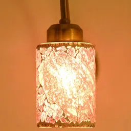 SOMIL Pink Printed Glass Cylinder Shaped Wall Lamp image 3