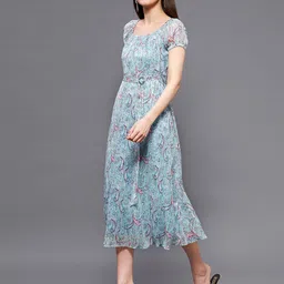 Miss Chase Floral Print Georgette Fit & Flare Midi Dress image 3