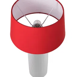 Homesake White & Red Colourblocked Handcrafted Bedside Standard Table Lamp image 3