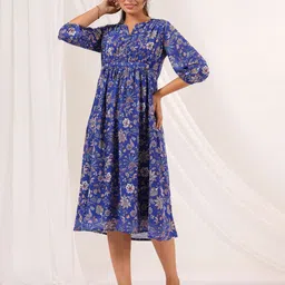 KALINI Women Floral Printed Georgette A-Line Midi Dress-picture-44