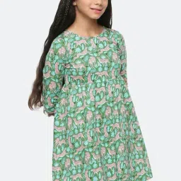 Peter England Kids Green Printed Dress-picture-30