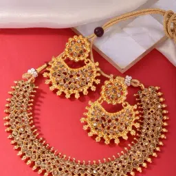 Fida Ethnic South Indian Antique Golden Jewellery Set-image-21