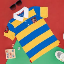 Pantaloons Junior Yellow & Blue Cotton Printed Polo T-Shirt-picture-16