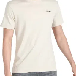 Calvin Klein Jeans Stony Beige Cotton Regular Fit Logo Printed T-Shirt-picture-39