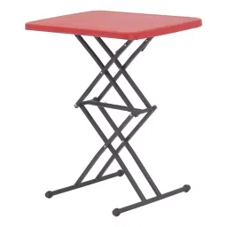 SUPREME Scissor Height Adjusting Plastic Outdoor Table for Home & Garden 45.5x73.5x64.5 cm, Coke Red image 1