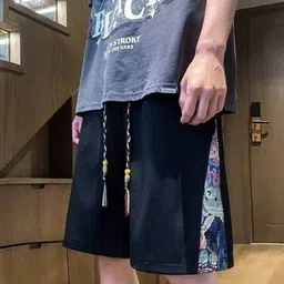 KPOP Men Typography Printed Relaxed Fit Cotton Shorts image 3