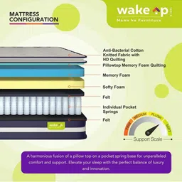 Wakeup India Smart Tech White Zero Partner Disturbance Pillow Top Single Size Mattress image 4