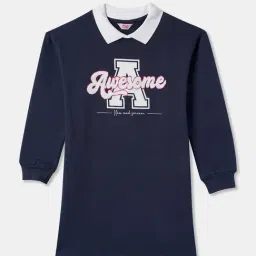 R&B Kids Navy Graphic Print Regular Fit Dress-picture-30