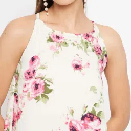 PURYS Off-White Printed A-Line Dress image 5