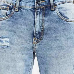 Octave Blue Cotton Regular Fit Distressed Jeans image 5