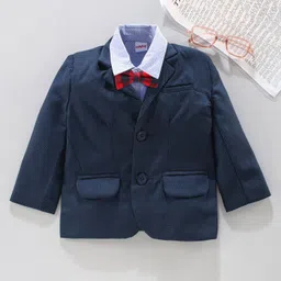 Babyhug Full Sleeves Party Wear Blazer with Printed Shirt - Blue-image-70