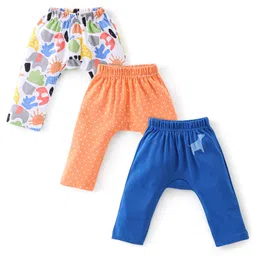 Babyhug Cotton Knit Full Length Diaper Pants Striped & Floral Print Pack Of 3 - Pink & White-image-16