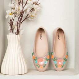 Toothless Floral Shaped Sequins Embellished Ballerinas - Rose Gold-picture-30