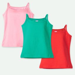 Ariel Cotton Lycra Knit Pack Of 3 Sleeveless Solid Camisoles - Green Red & Pink-picture-42