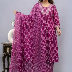 POSHART FASHION AS UNIQUE AS YOU ARE Printed Pure Cotton Kurta With Palazzos & Dupatta-image-53