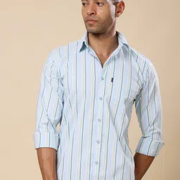 Stylox Striped Cotton Spread Collar Slim Fit Shirt-image-0