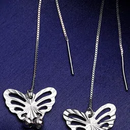 Beenth & Doneth Silver Butterfly Drop Earrings-picture-37