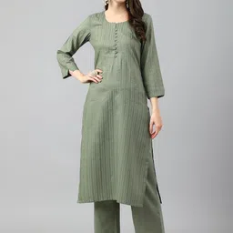 KALINI Striped Woven Design Kurta With Palazzos-picture-16